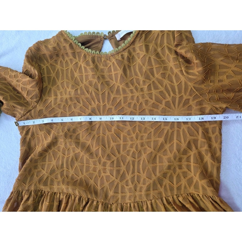 Altar'd State Boho Burnout Chiffon Dress Medium Rust Orange Dolman Sleeve - Picture 6 of 7